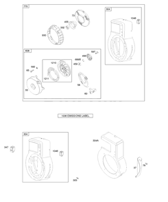 Blower Housing/Shrouds, Rewind Starter/Blower Housing Diagram and Parts List for 91232-1308-E1  Briggs and Stratton Engine